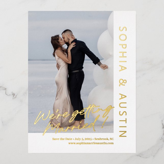 Note simple Mariage FOIL Enregistrer La Date Carte (Recto)