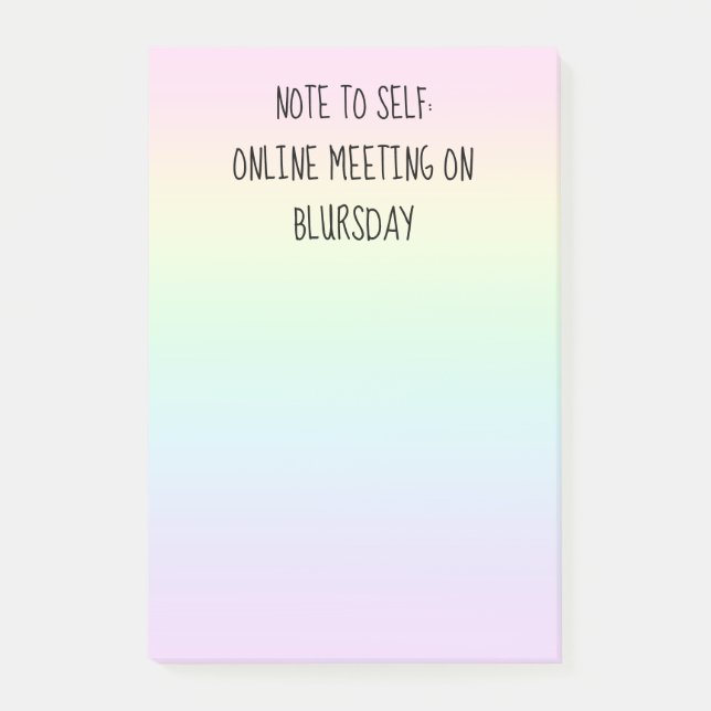 "Note to Self" Funny Pastel Rainbow Post-it Notes (Front)