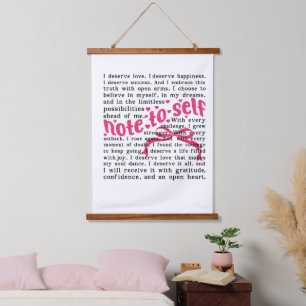 Note To Self, I am Enough Hanging Tapestry
