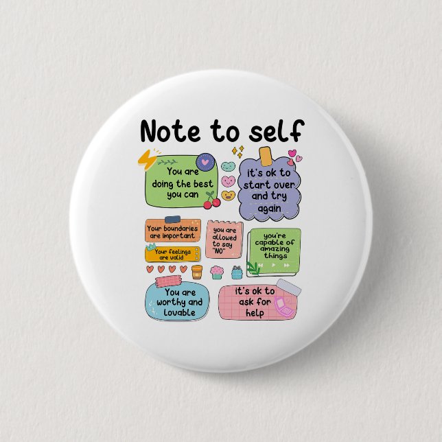 Note To Self Mental Health School Psychologist 1  2 Inch Round Button (Front)