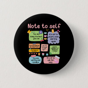 Note To Self Mental Health School Psychologist 2  Inch Round Button