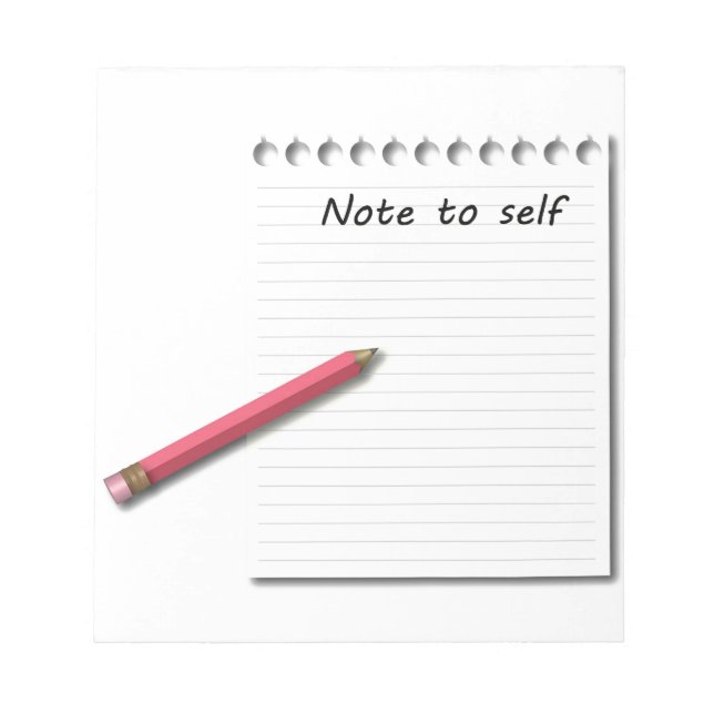 Note to Self paper and pencil (Front)