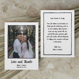 Note W du Mariage Carte de remerciements tiré à la