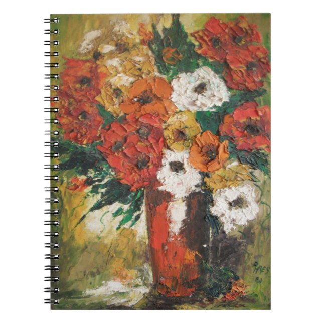 Notebook Ann Hayes Painting Red Flowers Mixed (Front)