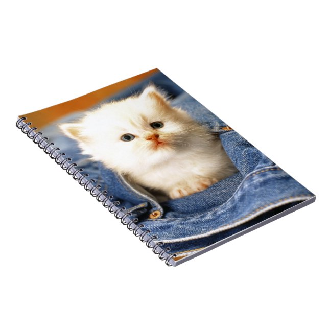 Notebook-Blue Jean Pocket Kitten Notebook (Right Side)