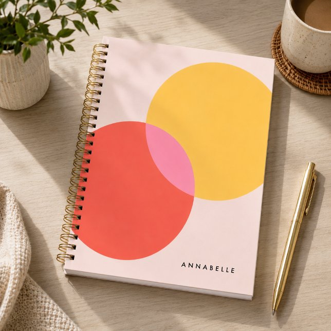 Notebook | Custom Abstract Colour Block Journal (Personalized abstract notebook with custom name for school, work, journaling, and notes.)