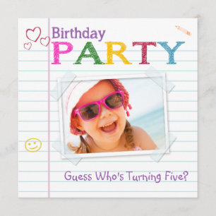 Notebook Doodle Birthday Party Invitations