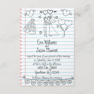 Notebook Doodle Wedding Invitation