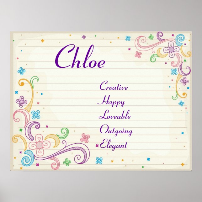 Notebook Doodles Teen Girl Name Art Print (Front)
