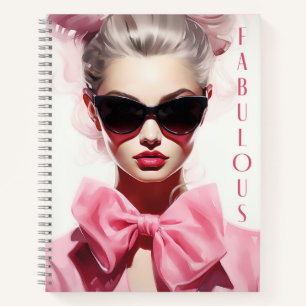 Notebook: Fabulous Fashion Model Pink Bow Notebook