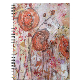 Notebook featuring mixed media floral art.