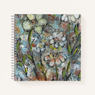 Notebook featuring mixed media floral artwork 