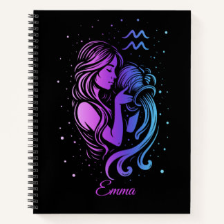Notebook featuring the Aquarius zodiac sign.