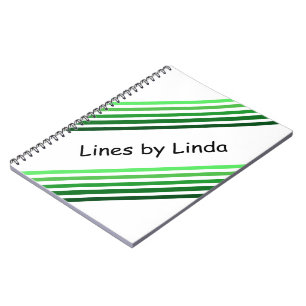 Notebook - Green Diagonal Stripes and Text