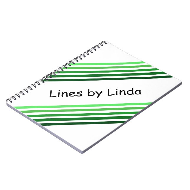 Notebook - Green Diagonal Stripes and Text (Left Side)