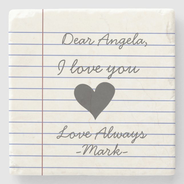 Notebook handwritten love letter or message cusom  stone coaster (Front)