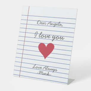 Notebook handwritten love letter or message custom pedestal sign