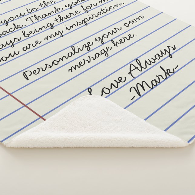 Notebook handwritten love letter or message custom sherpa blanket (3/4)