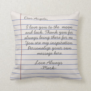 Notebook handwritten love letter or message custom throw pillow