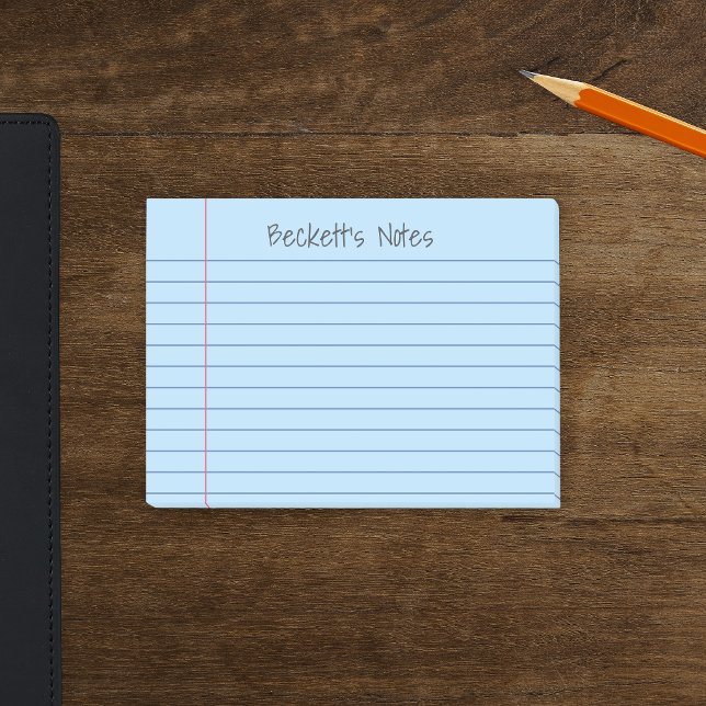 Notebook Lines Pale Blue Add Your Name Post-it Notes (Creator Uploaded)