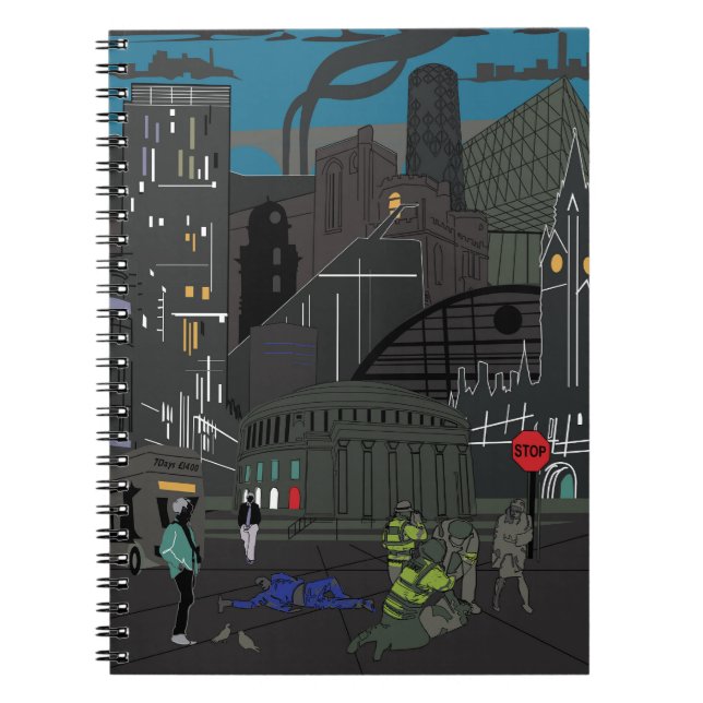Notebook Manchester Edgy Skyline Illustration (Front)