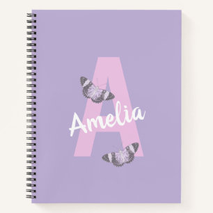 Notebook   Monogram Personalized with Butterflies