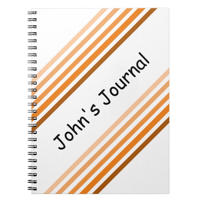 Notebook - Orange Diagonal Stripes and Name (Front)
