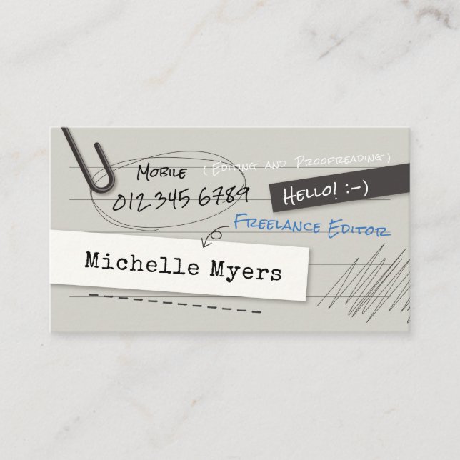 Notebook Page Business Card (Front)