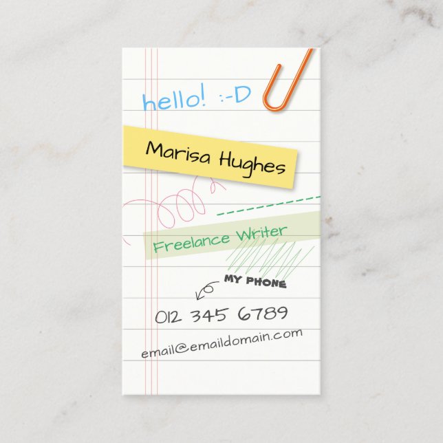 Notebook Page Business Card (Front)