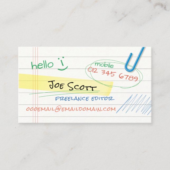 Notebook Page Business Card #02 (Front)
