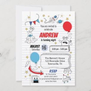 Notebook paper Birthday Party Invitation