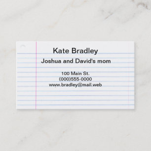 "Notebook Paper" Contact Cards