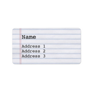 Notebook Paper Custom Address Label