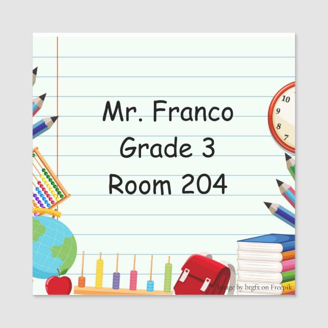 Notebook Paper School Supply Theme Name Tag (Front)