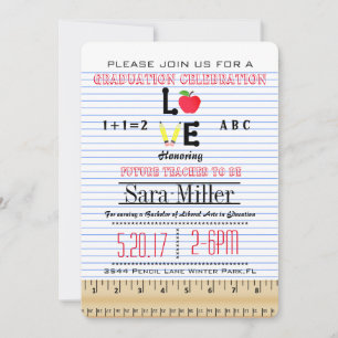 Notebook Paper Teacher Graduation Invitation