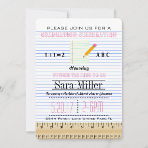 Notebook Paper Teacher Graduation Invitation