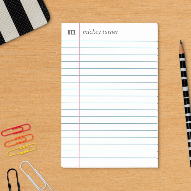 Notebook Paper White Add Your Name & Initial Post-it Notes (Creator Uploaded)