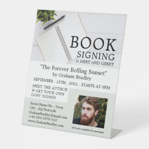 Notebook & Pen, Writers Book Signing Advertising Pedestal Sign
