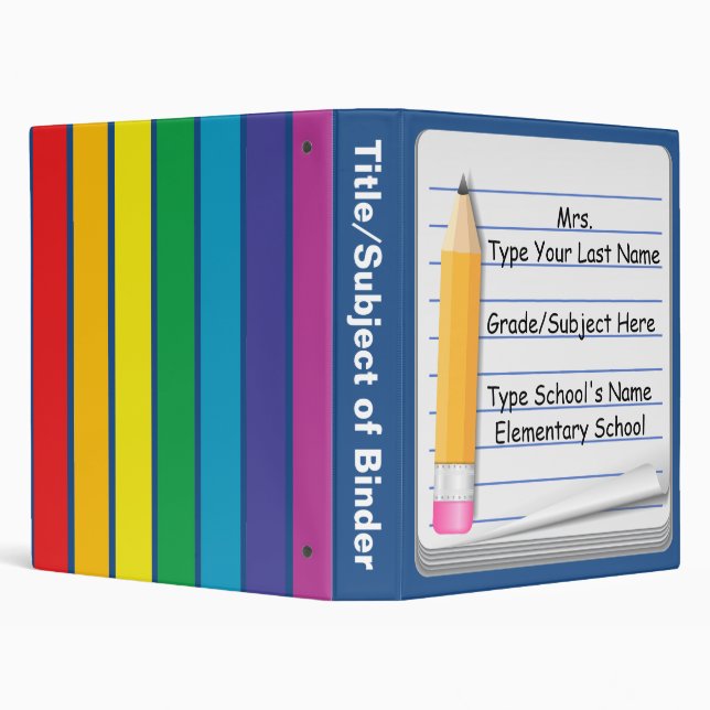 Notebook & Pencil - Personalized Teacher Binder (Background)