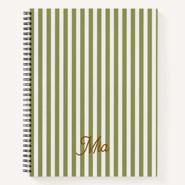 Notebook Personalized Striped Custom Name (Front)