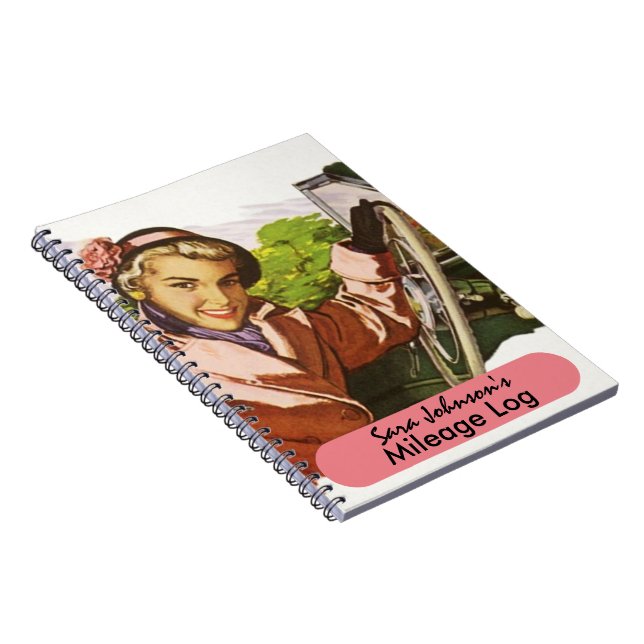 Notebook Retro Road Trip Travel Mileage Log (Right Side)