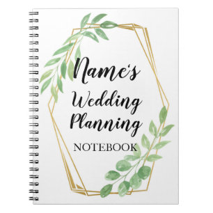 Notebook Rustic Wedding Leaves Leaf Gold Frame