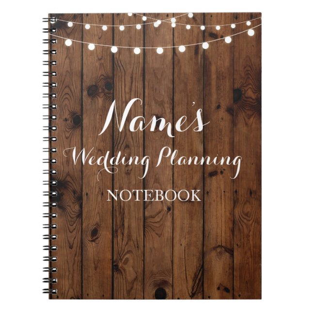 Notebook Rustic Wood Wedding Planning Ideas Notes (Front)