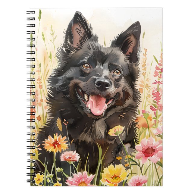 Notebook – Schipperke Watercolor Dog Journal (Devant)