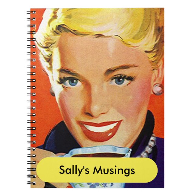 Notebook Vintage Day Planner Organized Coffee Lady (Front)
