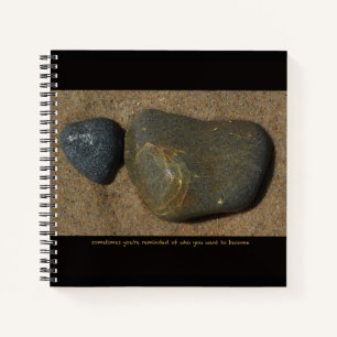 Notebook w. image of stone + inspirational text