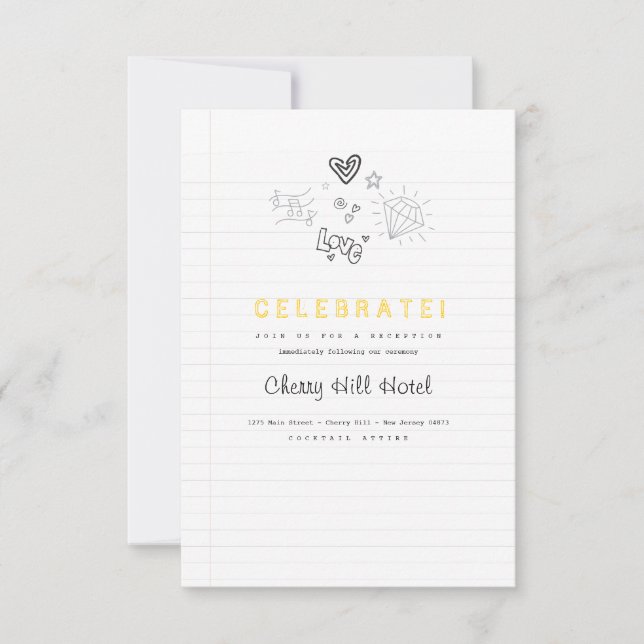 Notebook Wedding Invitation Insert (Front)