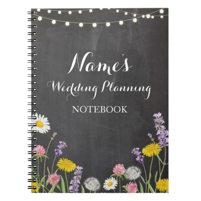Notebook Wild Flowers Wedding Planning Ideas Notes (Front)
