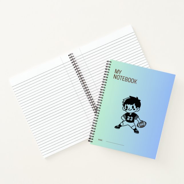 Notebook with a picture of a boy (Inside)