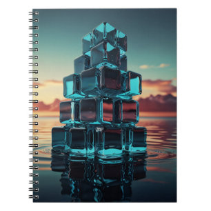 Notebook with Glass Cube Pyramid – Tranquil Sunset